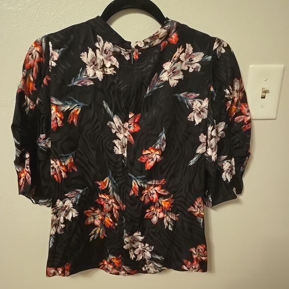 Rebecca Taylor Short Sleeve Scoop Neck Noha Floral Blouse Top 4 NWT - Picture 3 of 6